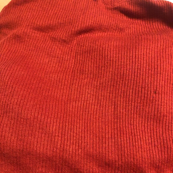 Ted Baker Albaai Scalloped Mock Neck Sweater In Dark Orange / Rust Brown Red - Picture 10 of 10